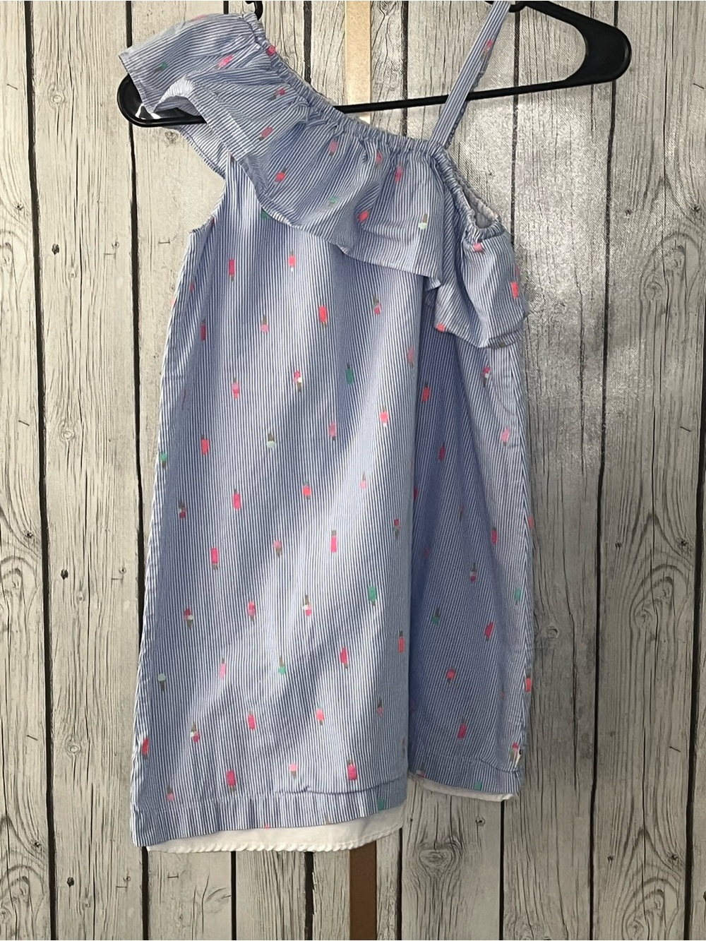 Kate Spade Girls Ice Pop Striped One Shoulder Ruffle Dress Size 8 summer time